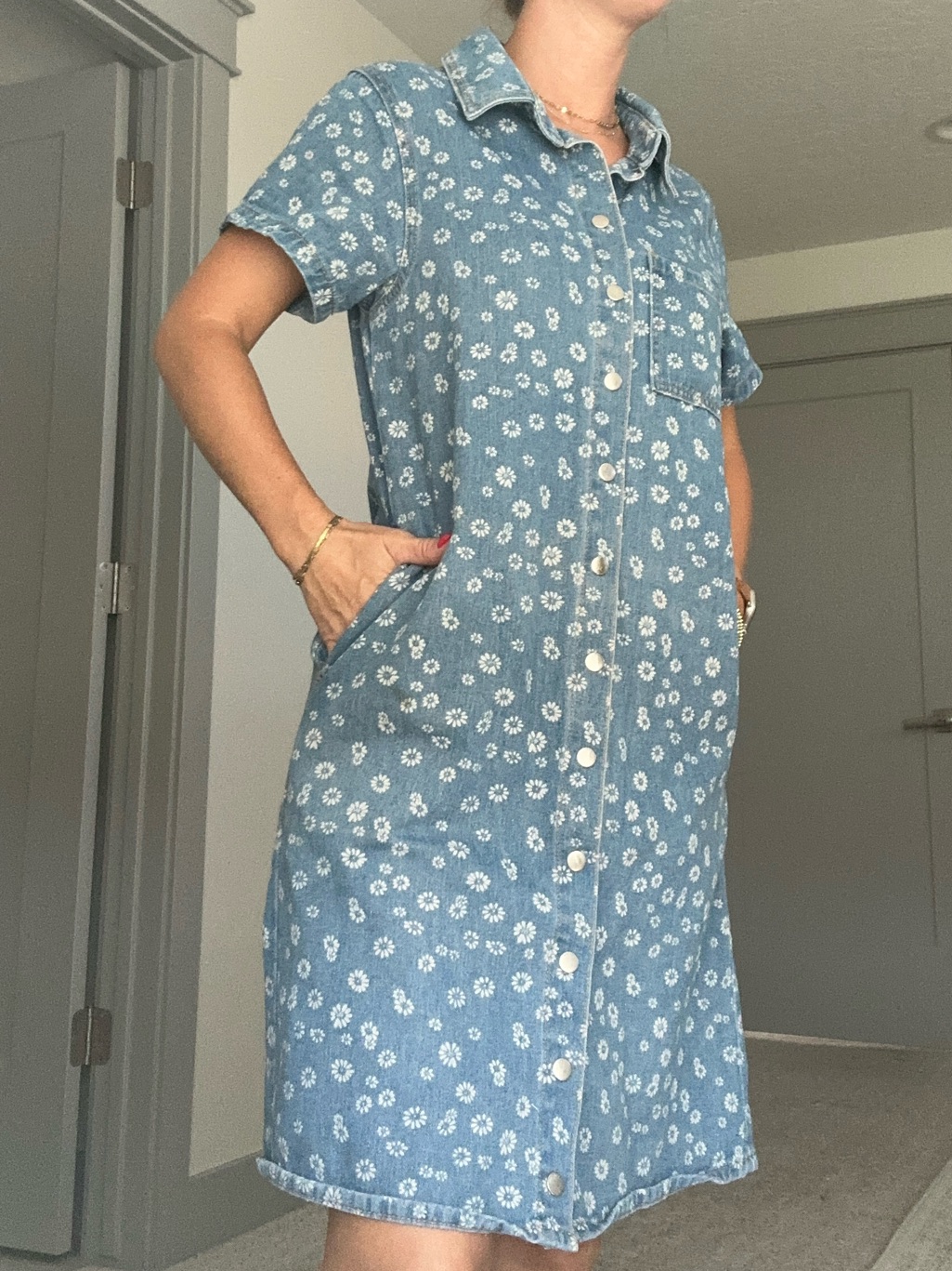 Pink Desert Blue Floral Denim Shirt Dress — image 6 of 7